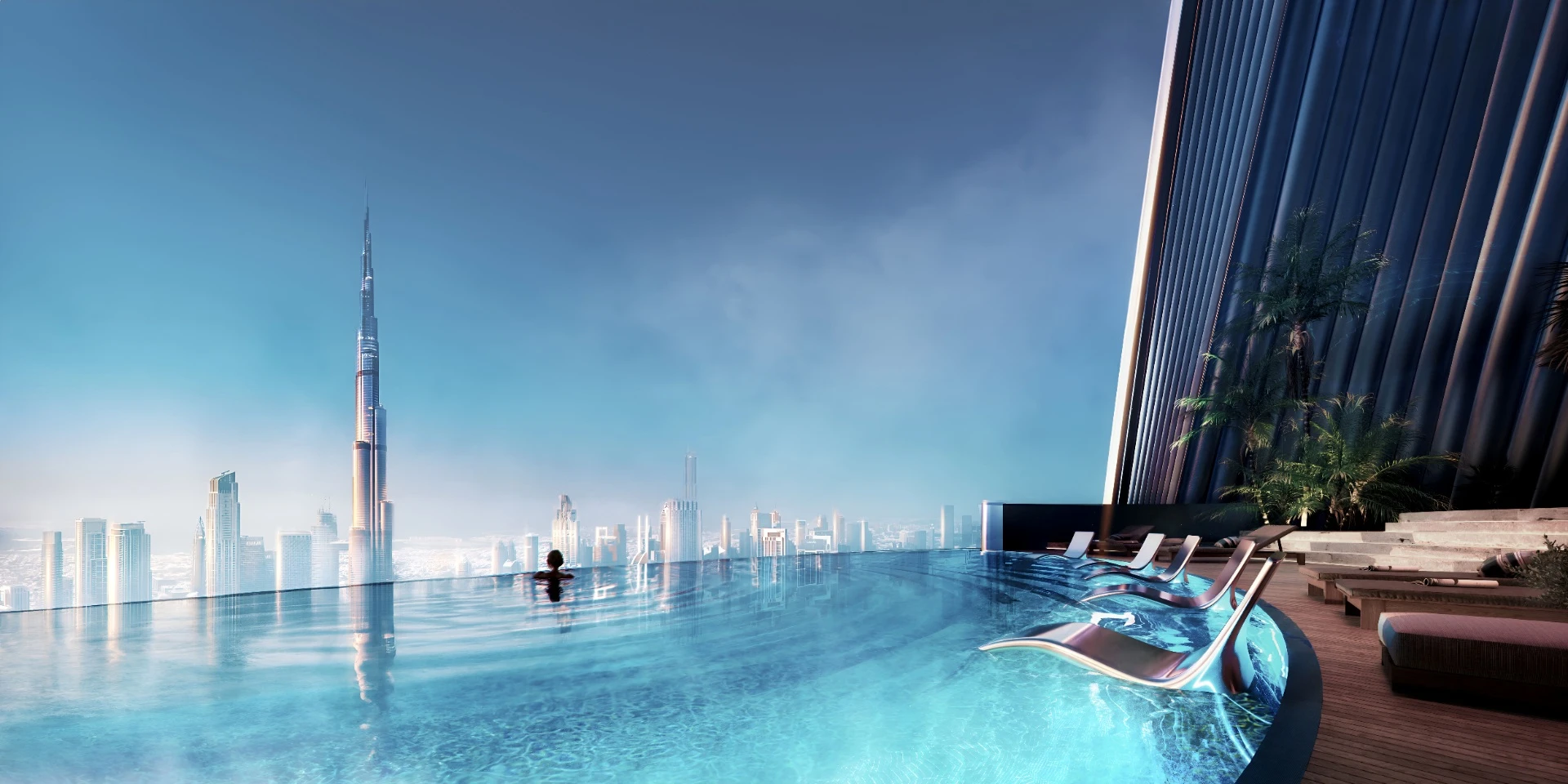 Infinity Pool overlooking Downtown Skyline
