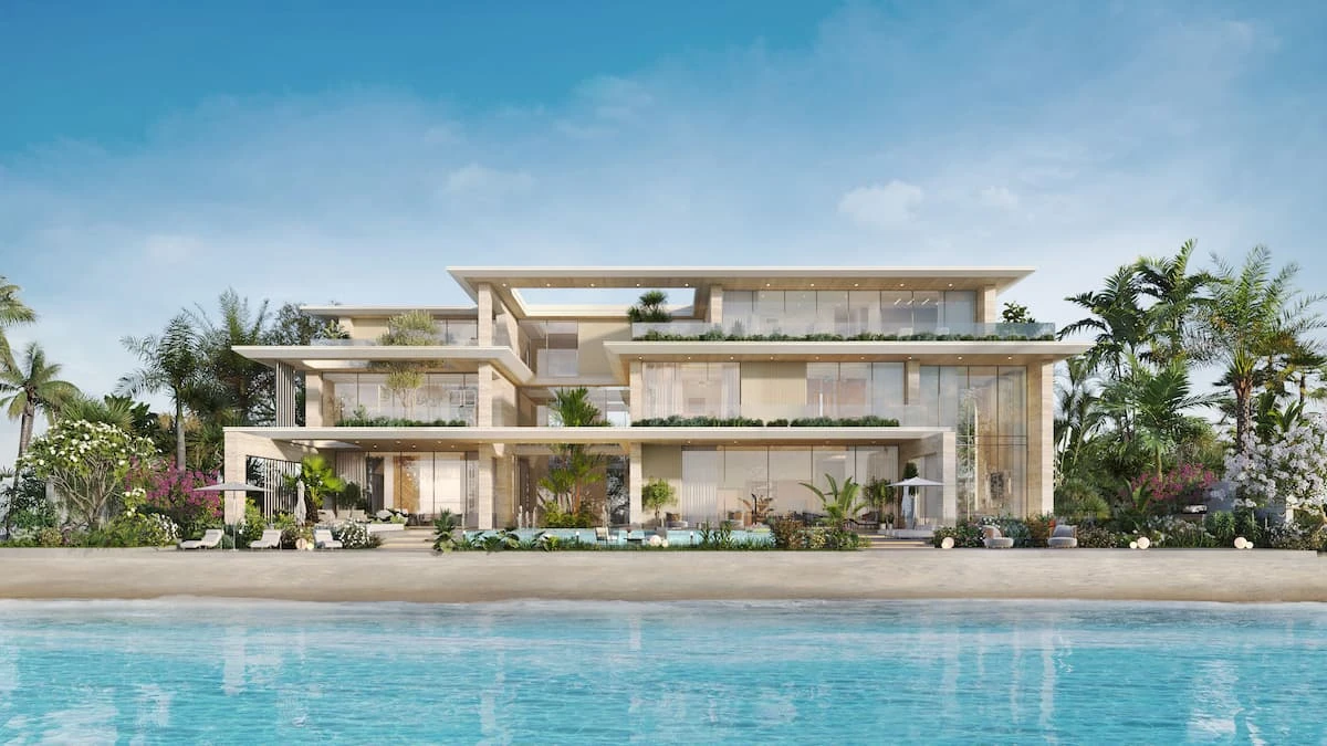 Aerial view of island villas