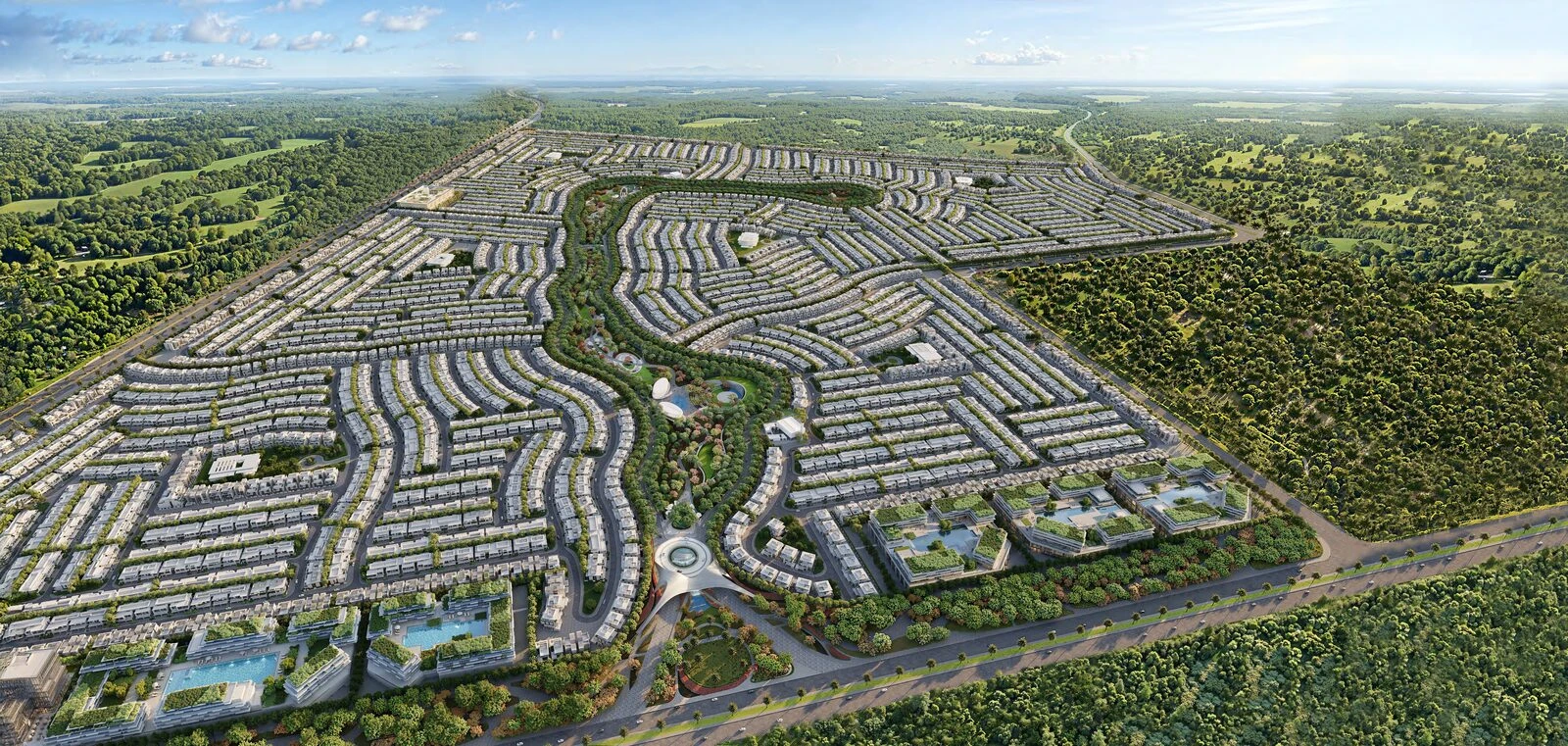 Aerial view of the Azizi Florence masterplan