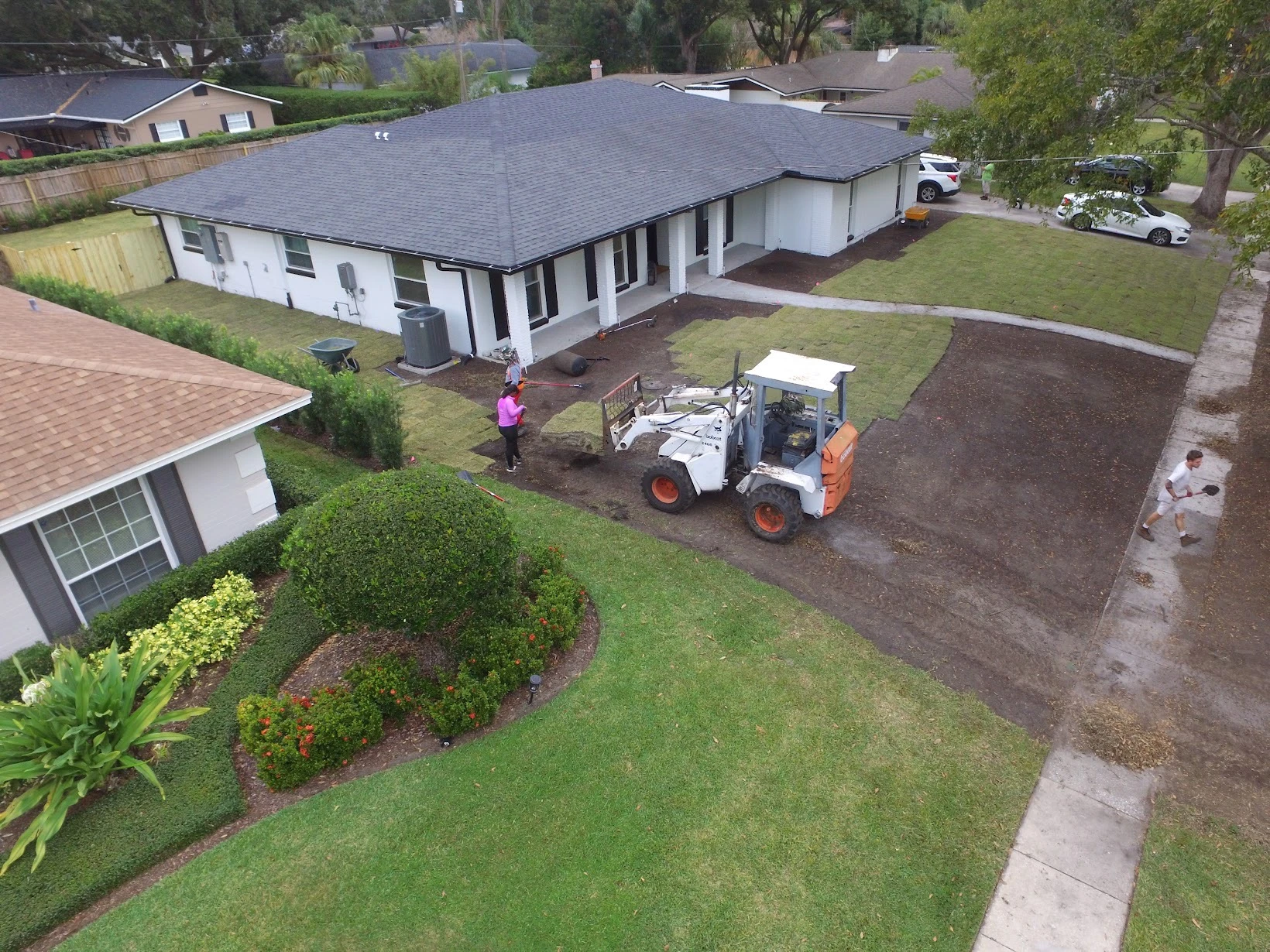 Large residential property with freshly installed premium Zoysia sod