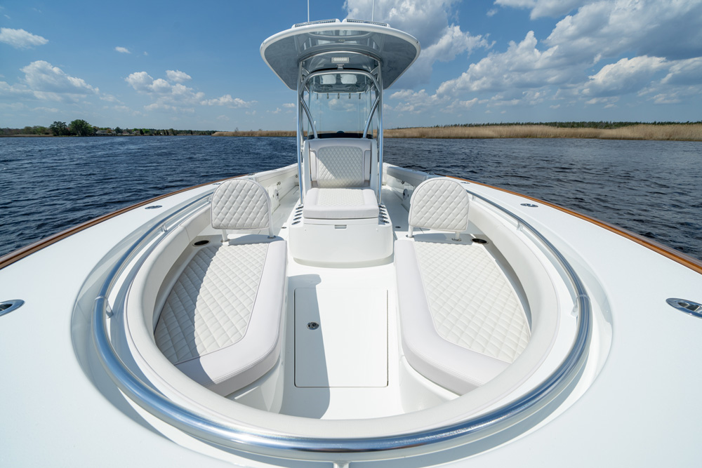 There is plenty of seating in the bow of the Valhalla 29 Hybrid. 
