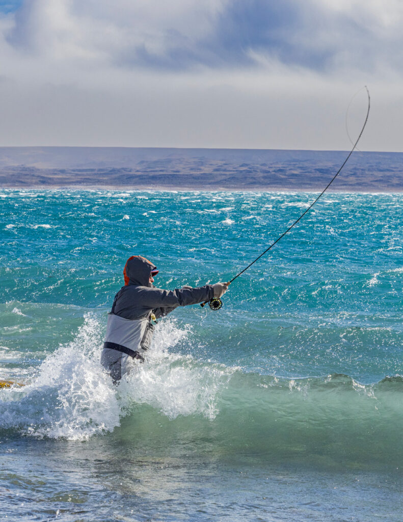 Fly-fishing in windy conditions