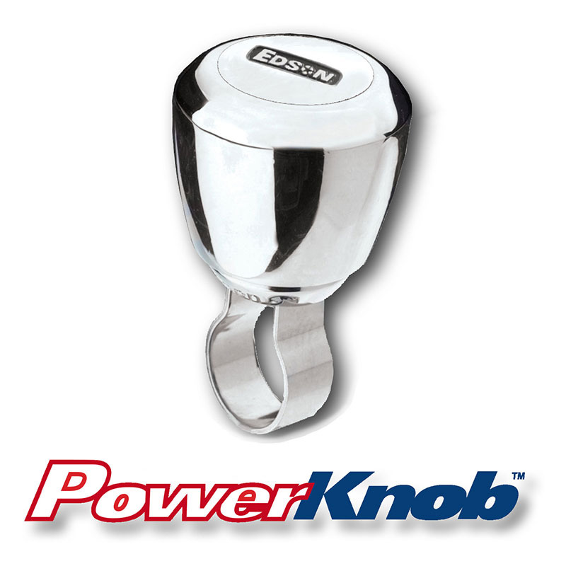 The Edson PowerKnob dresses up the boat’s steering wheel and helps make faster turns.