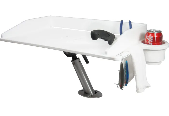 The Boat Outfitters rod holder fillet table keeps the cockpit clean and the back happy.