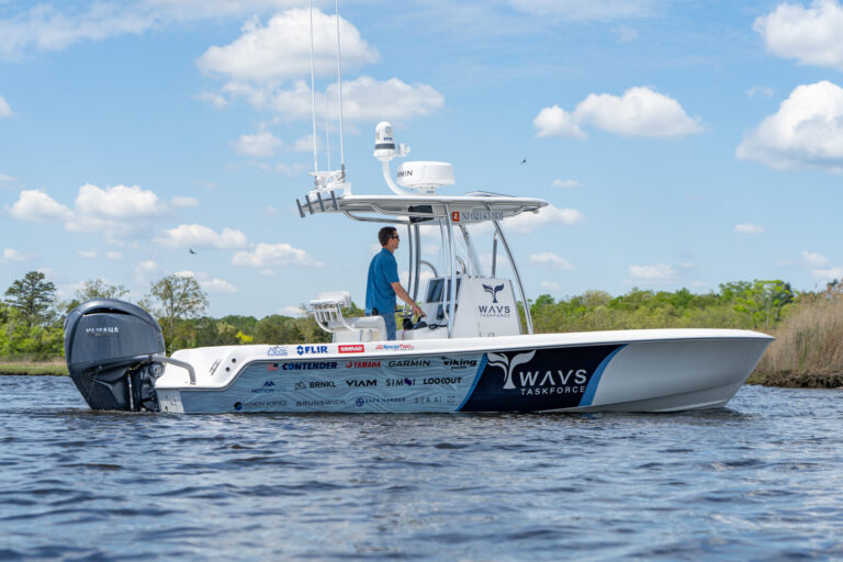 The 24-foot Contender Contender is powered by a Yamaha 300 and integrates technologies from leading marine manufacturers in partnership with WAVS.