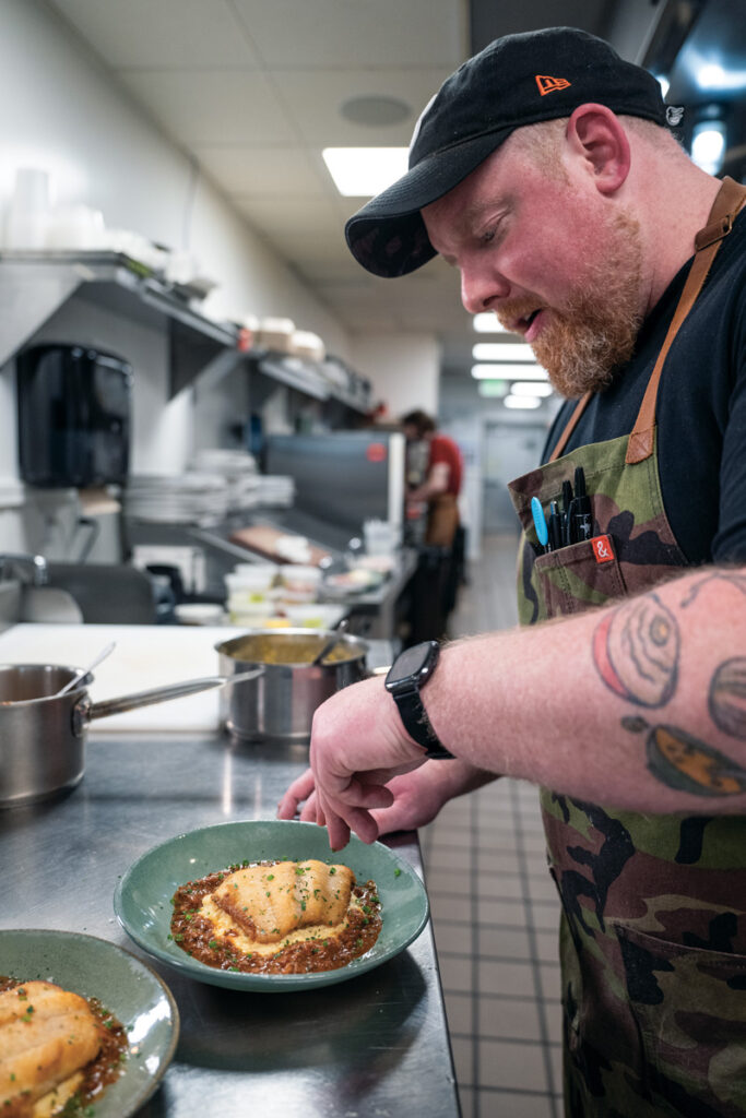 Chef Matt Lego cooking catfish