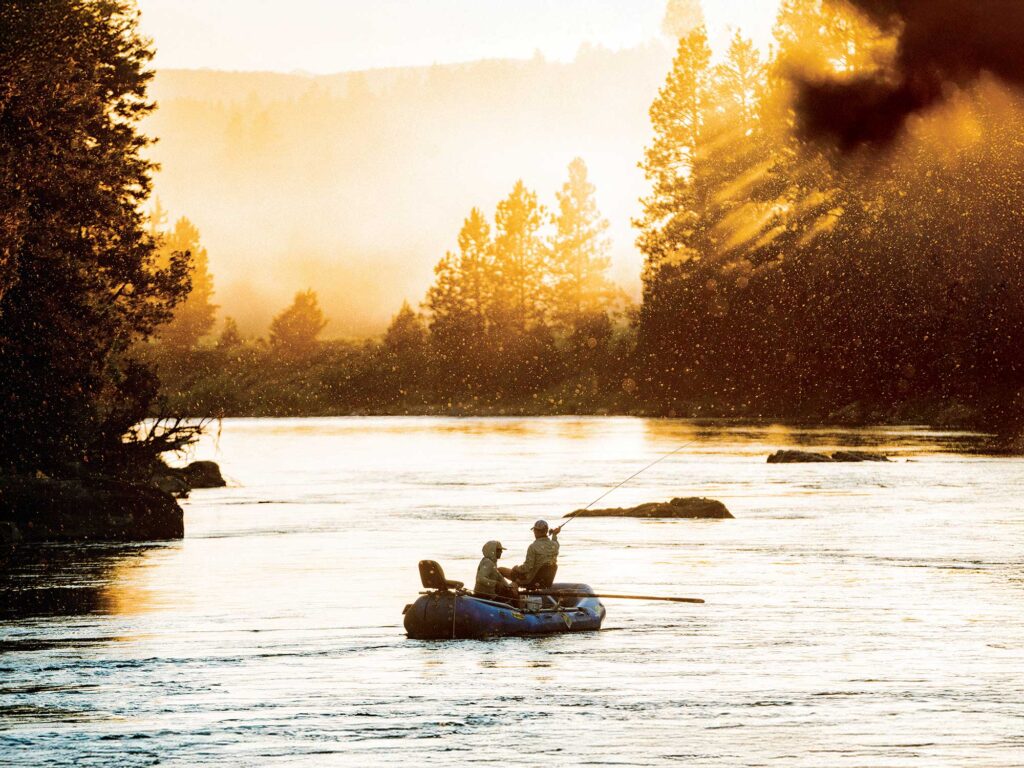 Fishing along a river in Montana