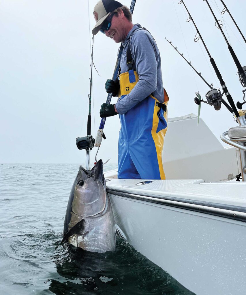 Bluefin gaffed at the boat