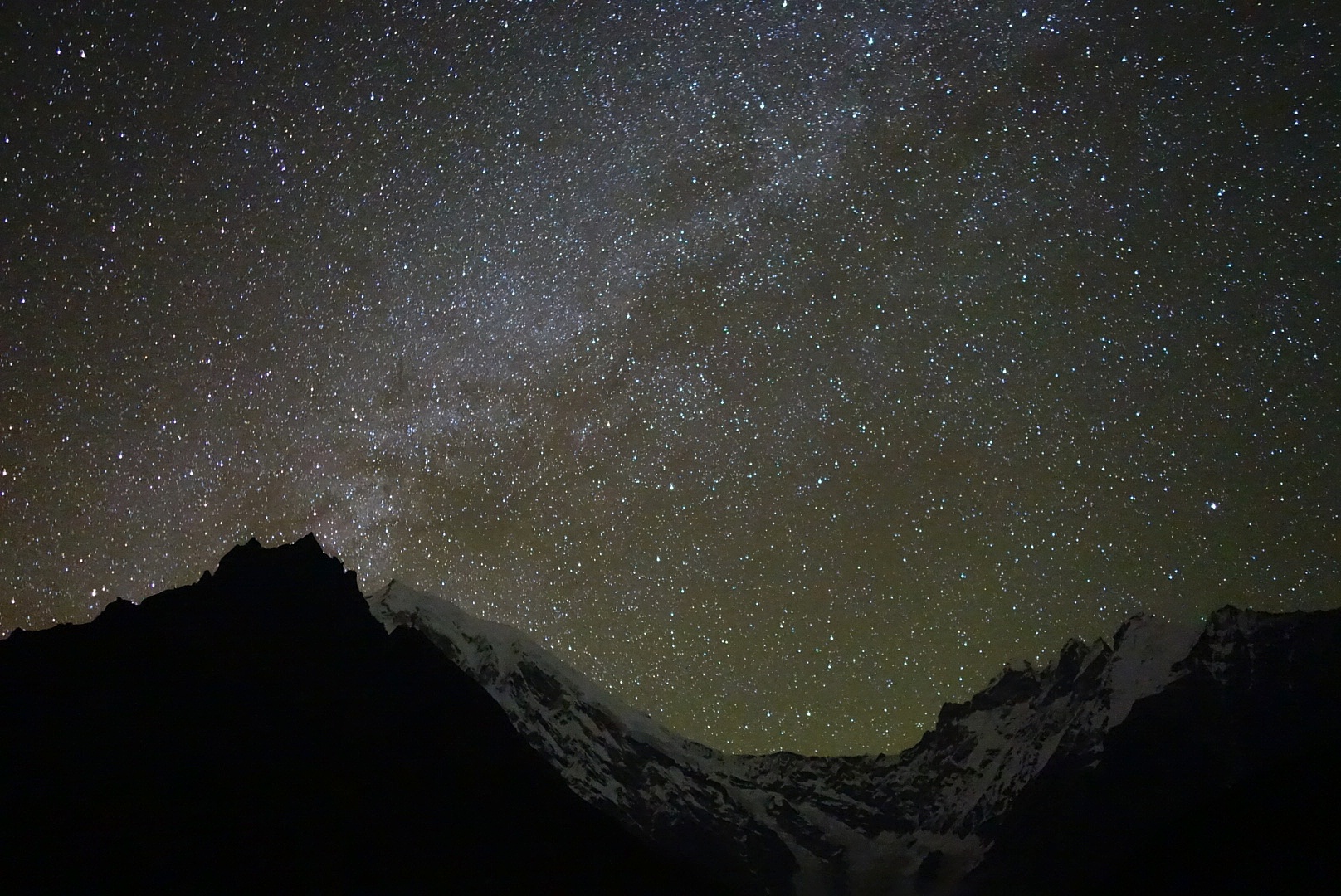 Starry night sky seen while stargazing from Kyanjin