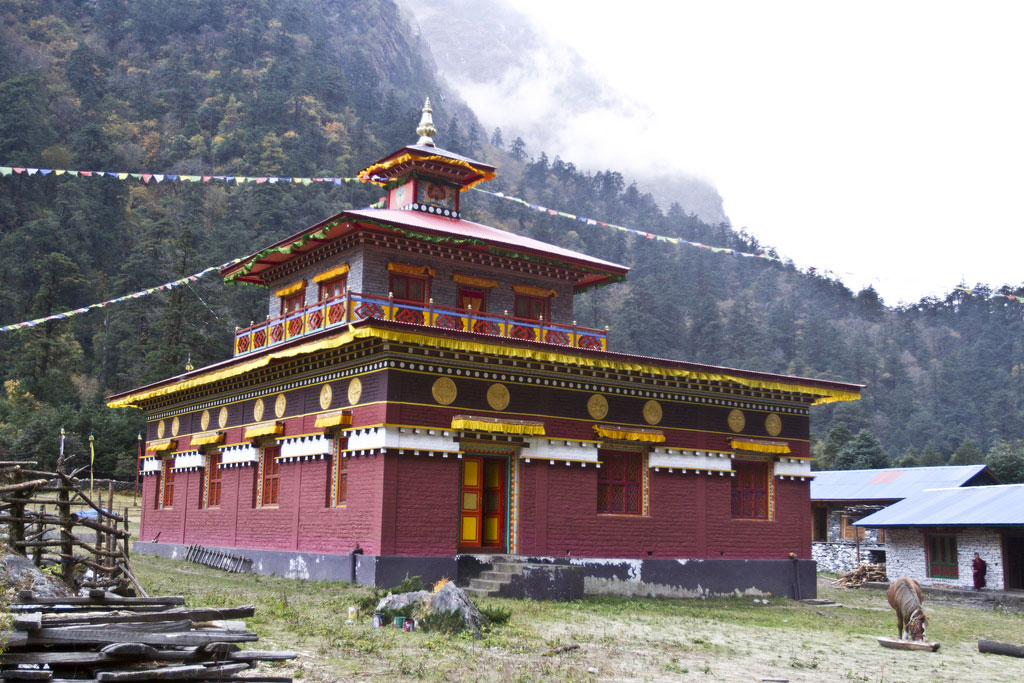 The religious Hinang Gompa en route to Manaslu Base Camp.