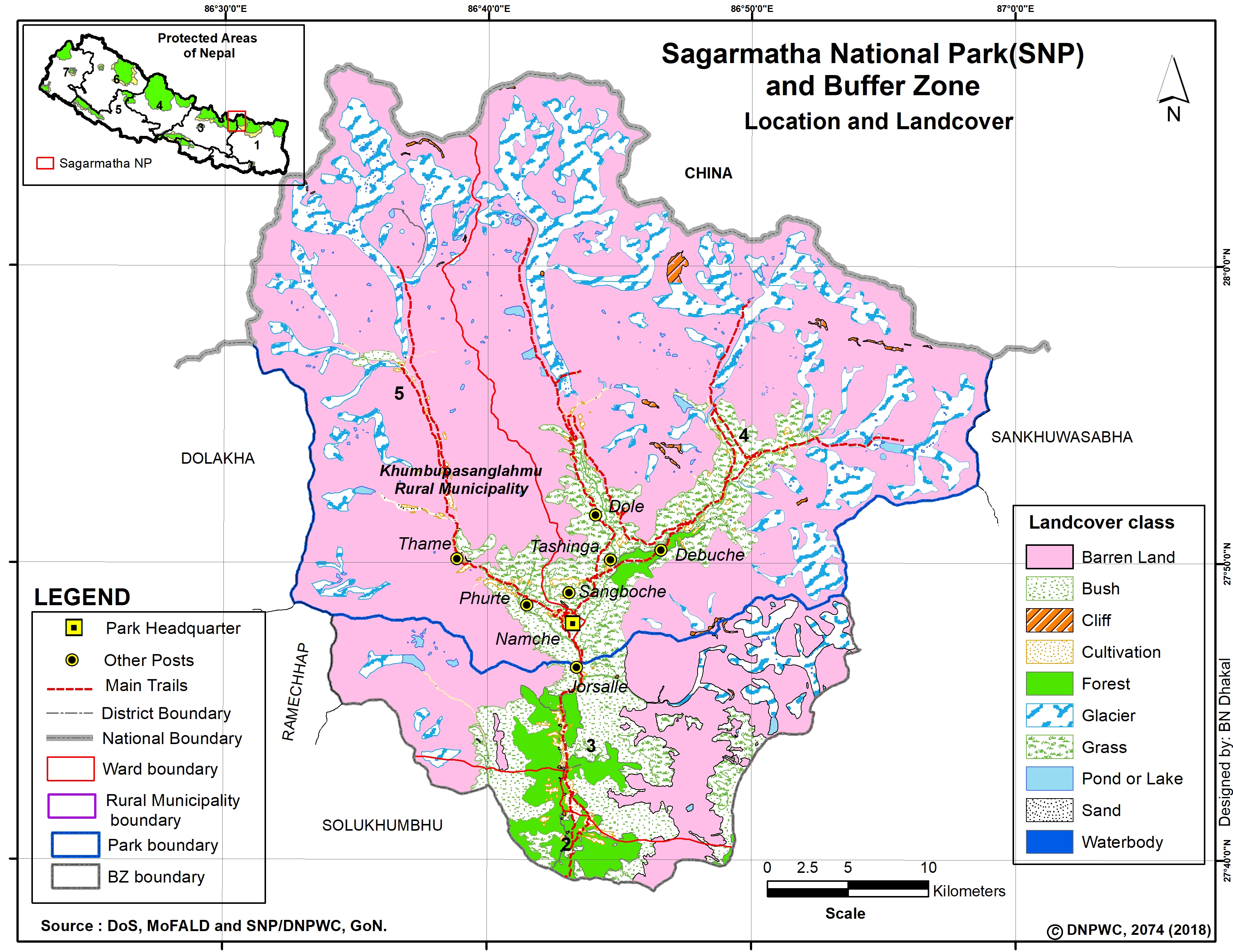 Map of Sagarmatha National Park