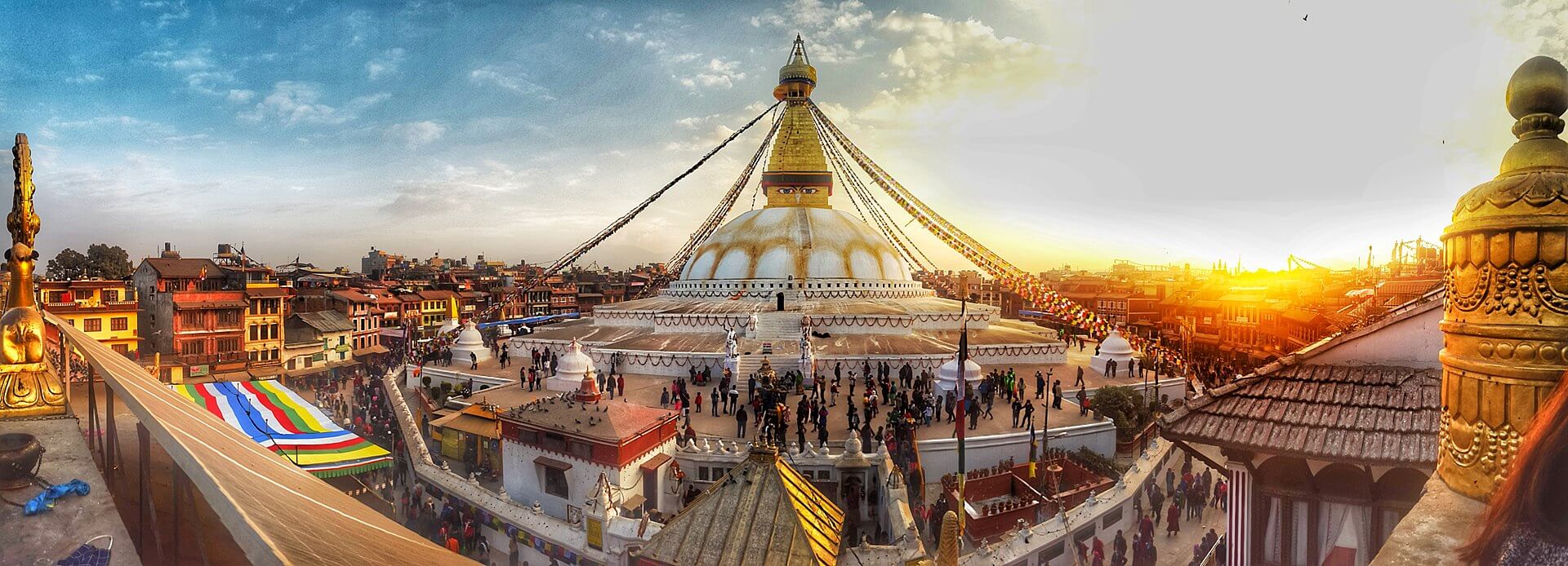 Panoramic image of Boudhanath Stupa