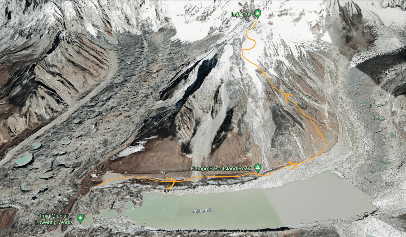 Island Peak Summit Day Route Map