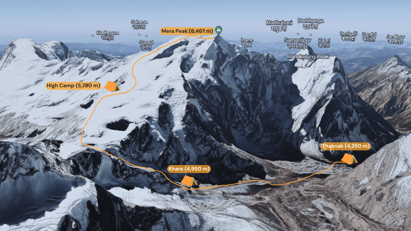 Mera Peak Summit Day Route Map