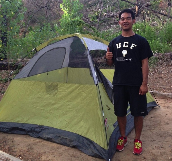 Daniel built his first tent!