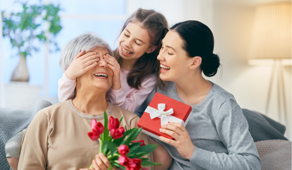 mothers day asian family surprising grandmother