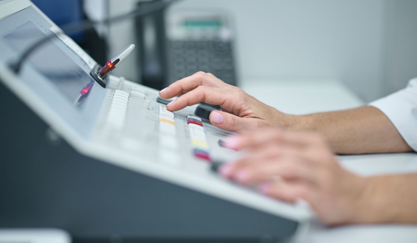 hearing test equipment with hands