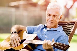 image of man playing acoustic guitar