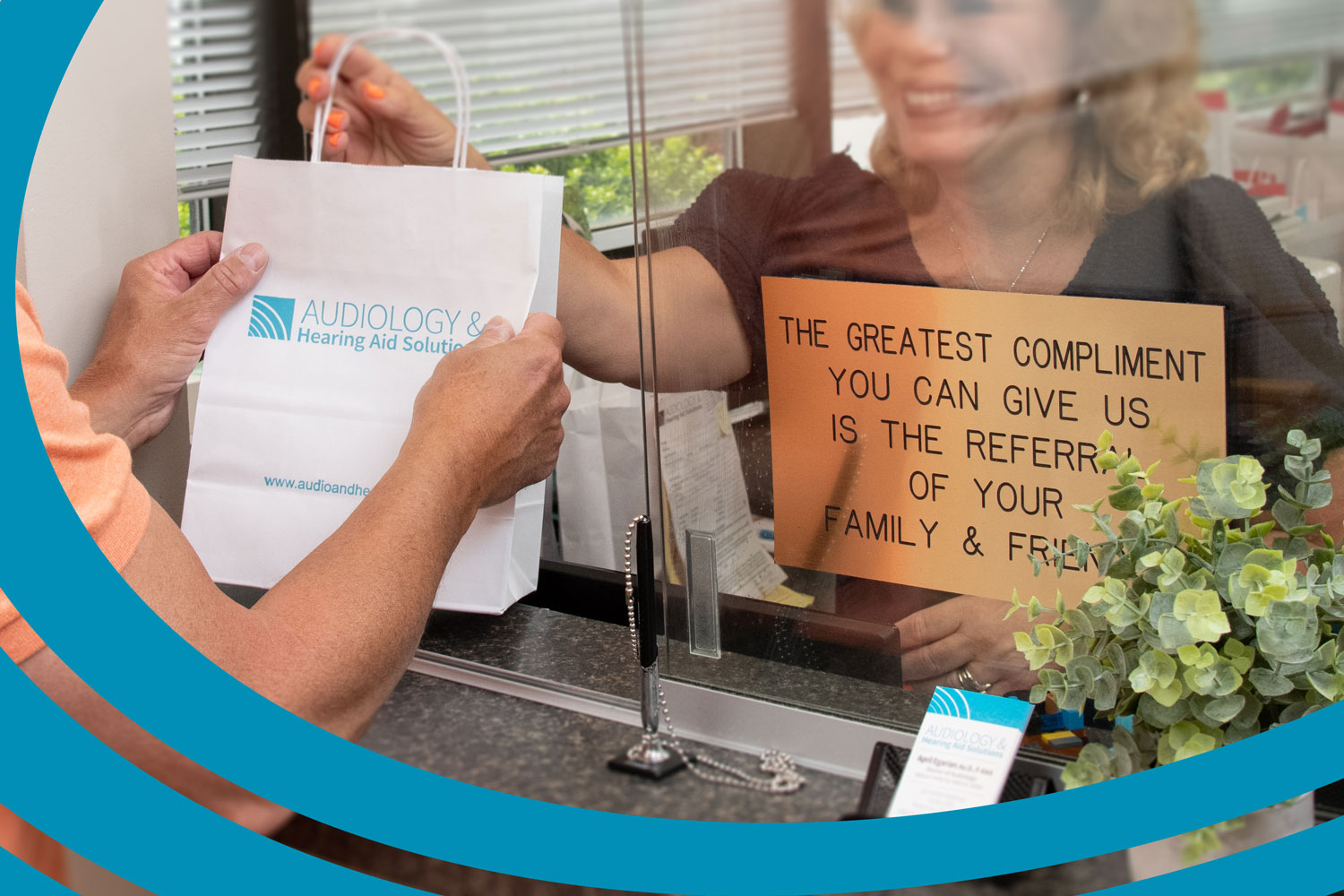 office reception desk close up shape image