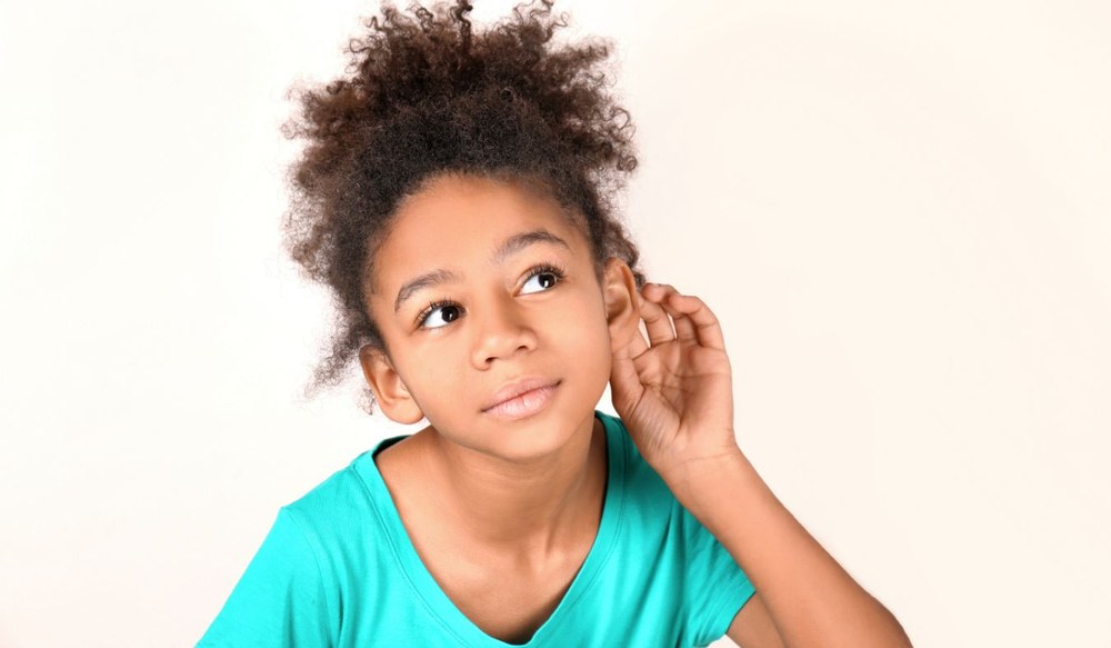 ears young african american girl hearing