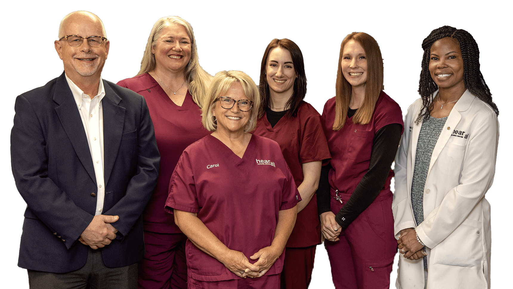 Team: Jeff Vehr, Au.D., Rebecca Peace, Carol Heckler, Natalie Pastura, Faith Osburn, TaRonda Clark, Au.D.