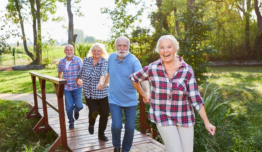 seniors walking in group