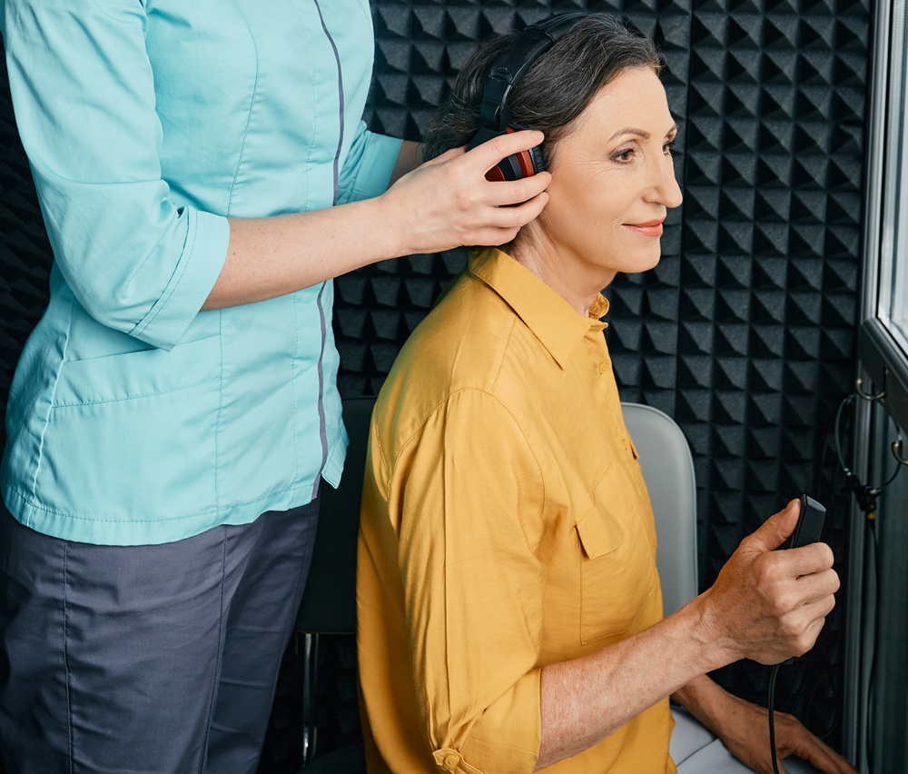 Hearing,Test,To,Mature,Woman ,Senior,Woman,During,Hearing,Test