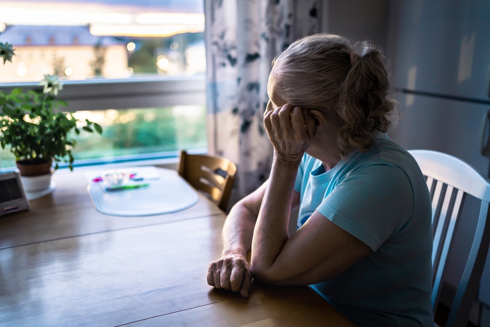 Sad,Old,Woman ,Depressed,Lonely,Senior,Lady,With,Alzheimer,,Dementia,