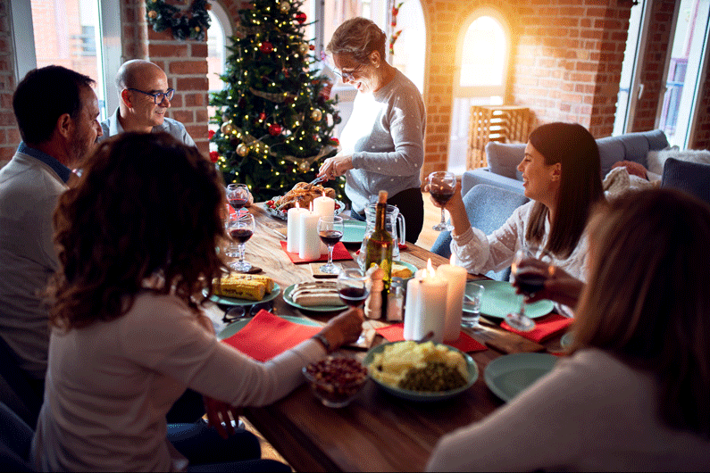 Family celebrating Holidays