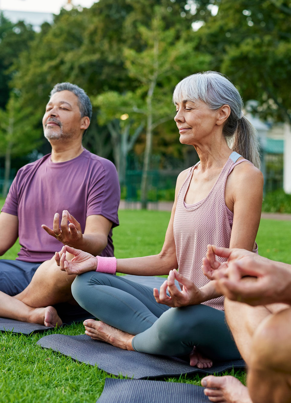 senior outdoor yoga in park