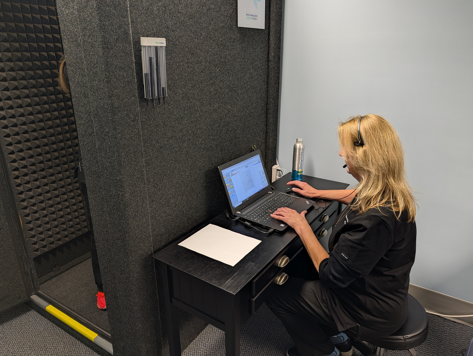 hearing examination in sound booth
