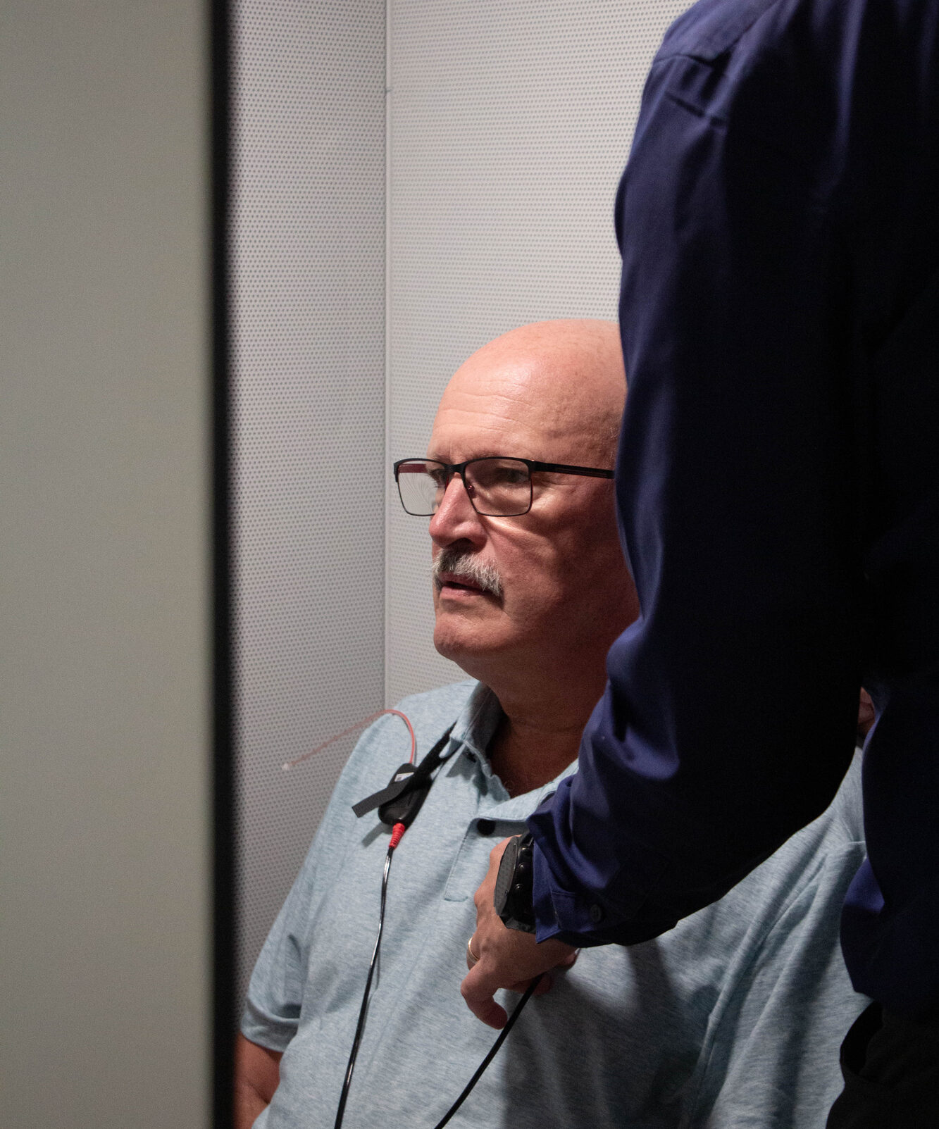 hearing test in sound booth with cole crouse