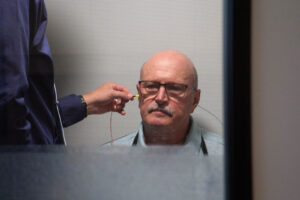 hearing test in sound booth