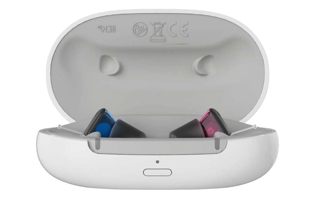 signia silk charge and go IX in charger side view (1)