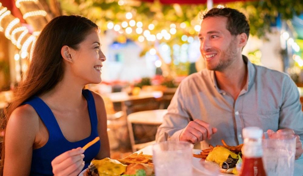 young adult couple dinner date