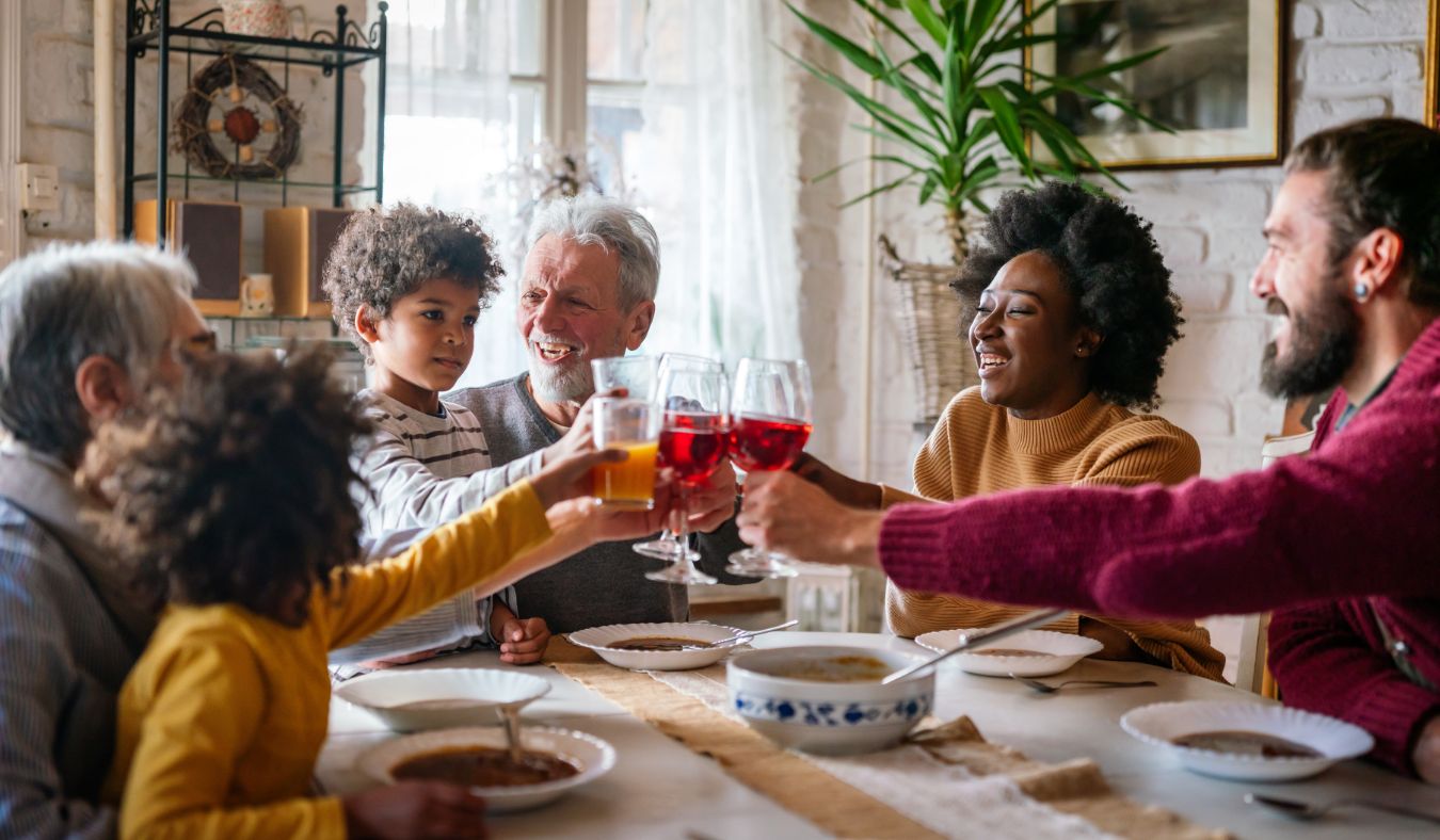 holiday family meal cheers