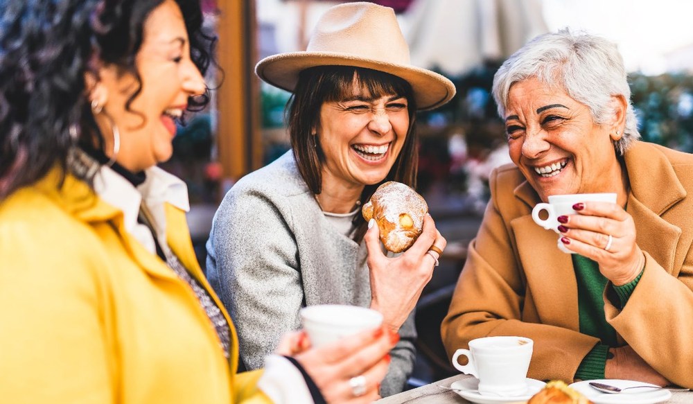 mature women friend group coffee