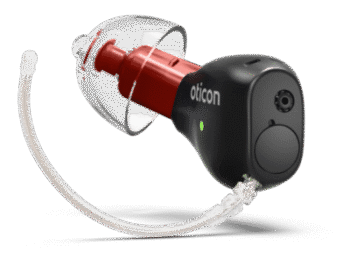 Oticon Zeal nxtCIC H2 2025 Right C117MatteBlack Speaker75 BassDomeDV TRANSPARENCY Angled 500pctSize w shadow