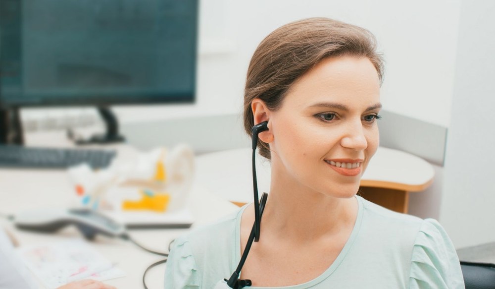 hearing test young woman