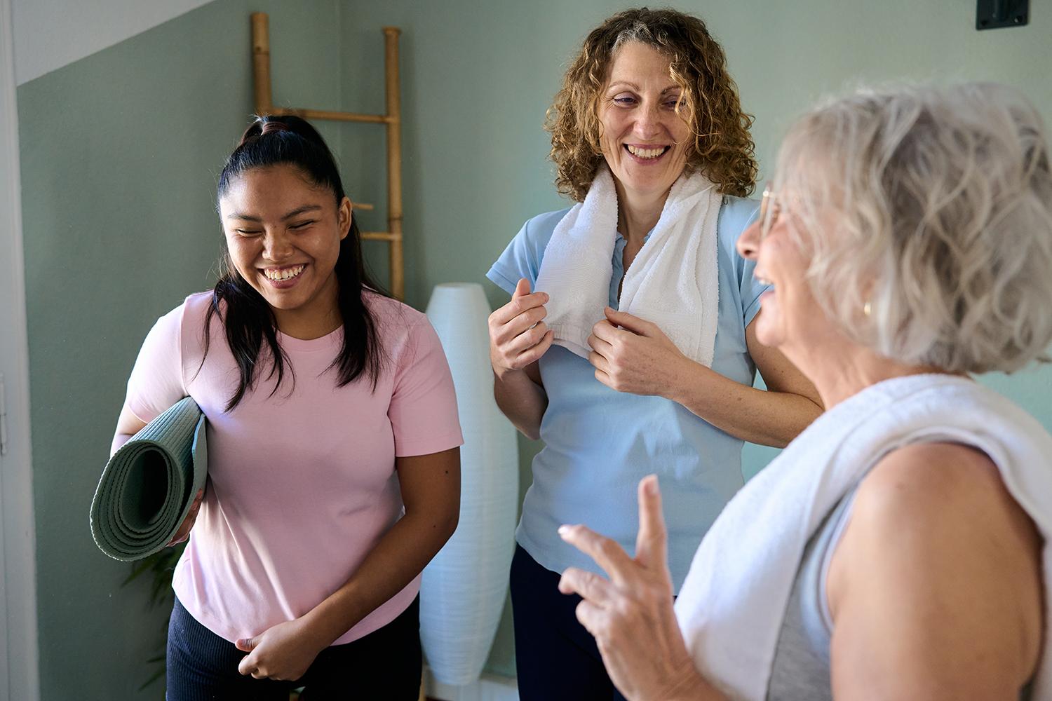 women laughin after workout