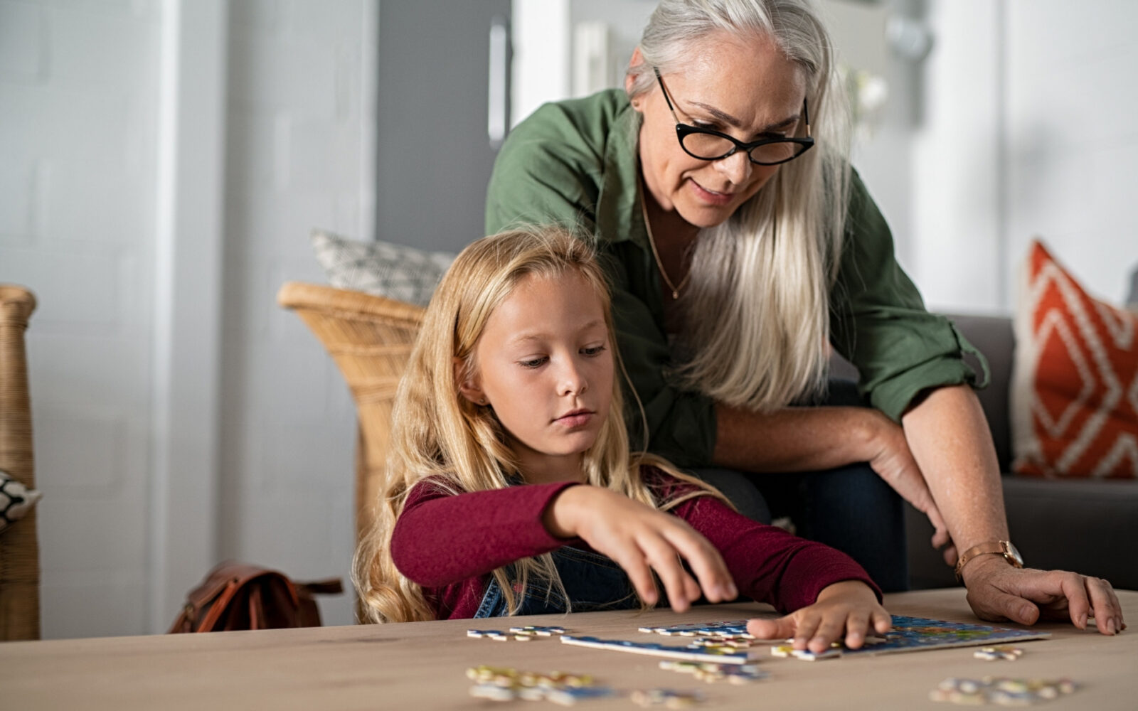 grandparent doing puzzle