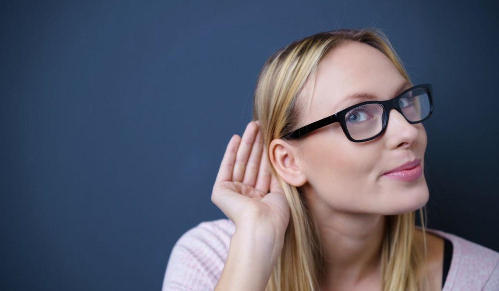 ears young woman with glasses hearing