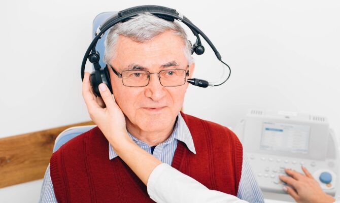 cta stacked older man taking hearing test