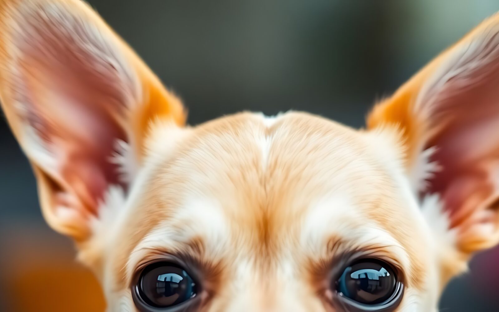 close up of a small dog's face