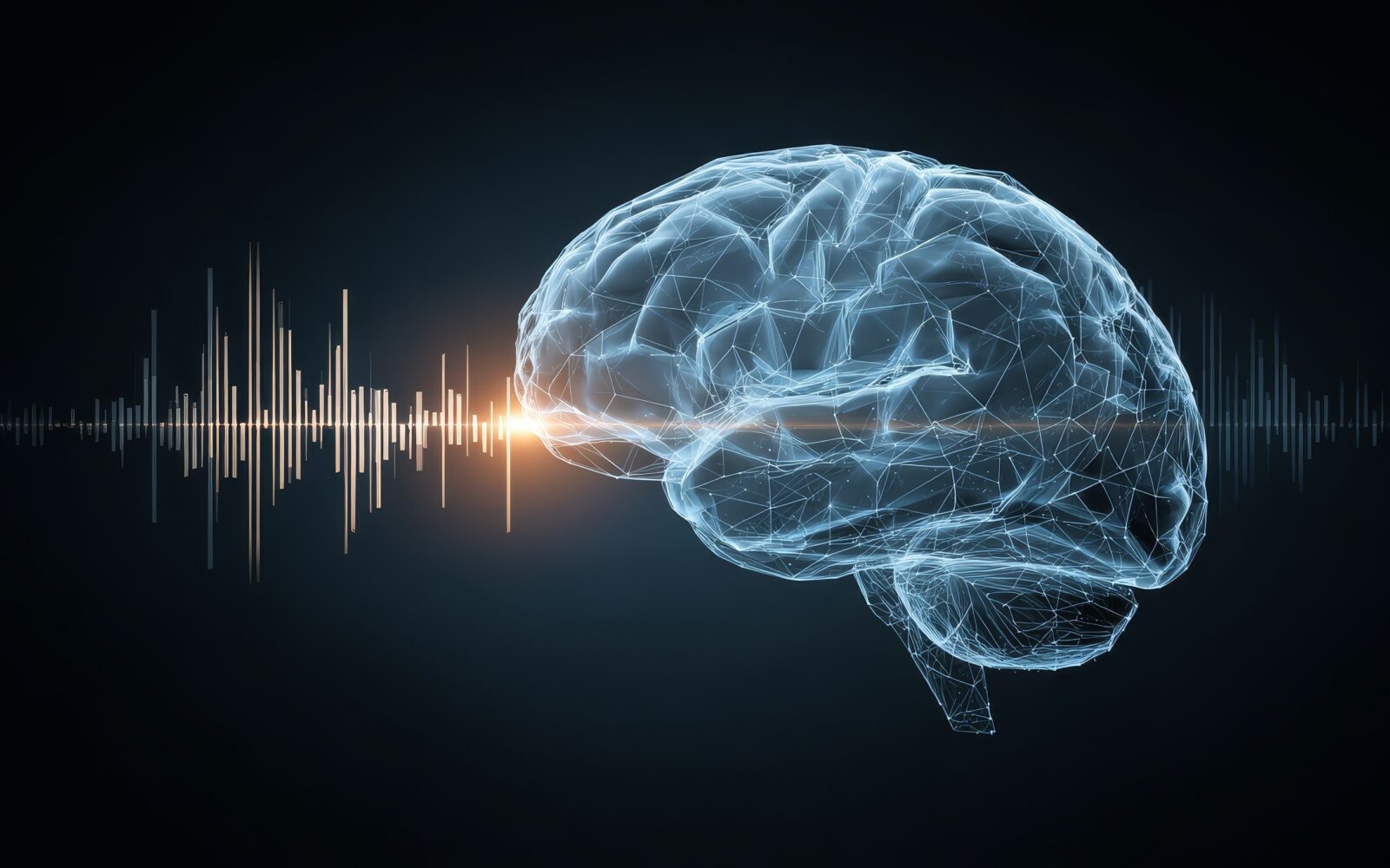 Brainwave visualization, sound waves and neural activity in the human brain
