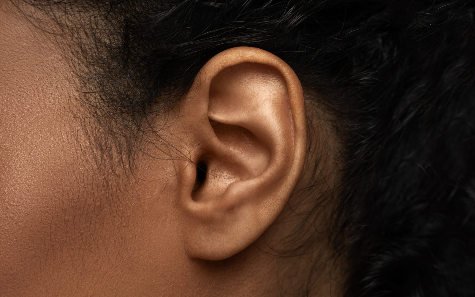Closeup view of black female ear