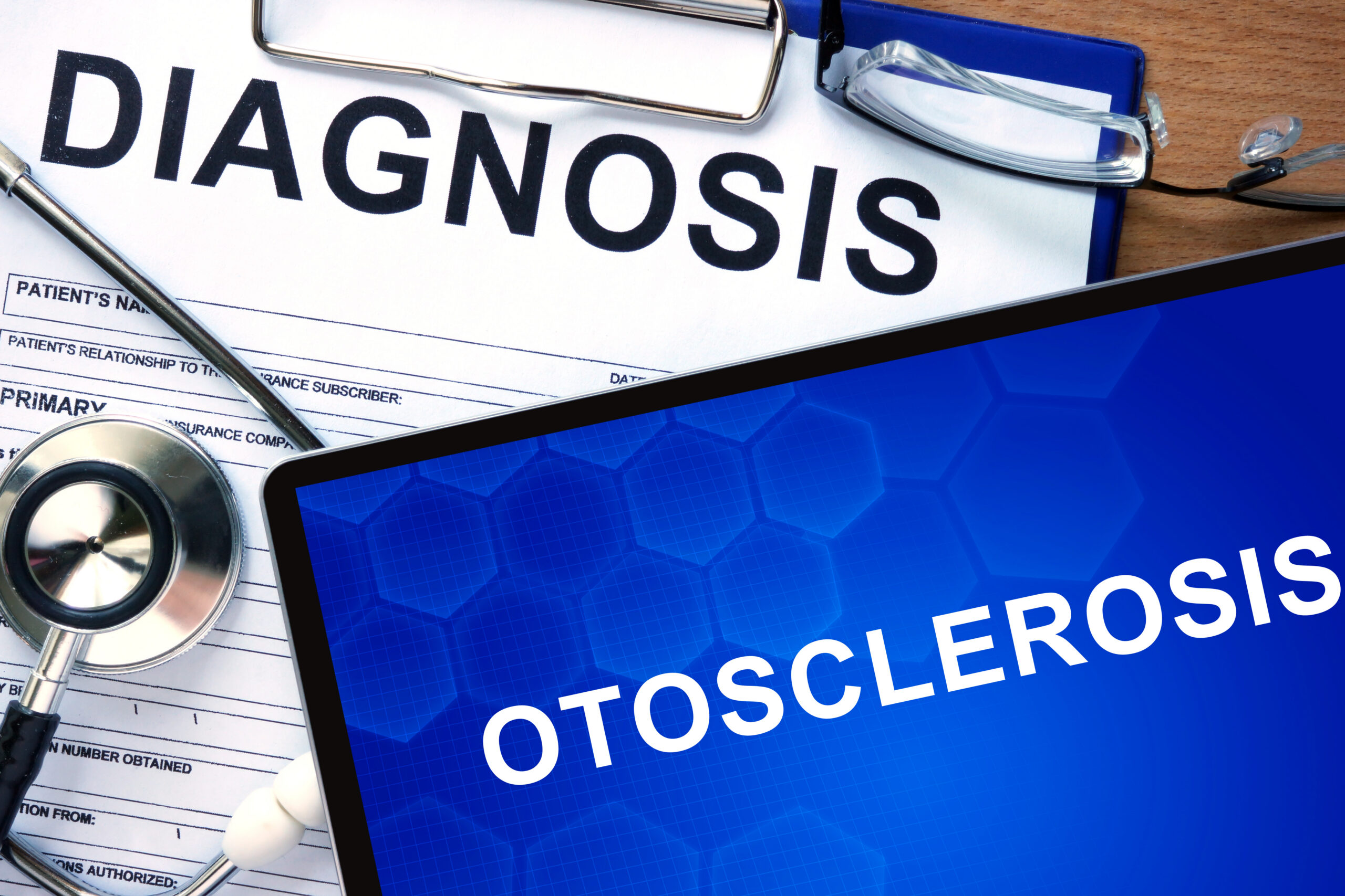 Diagnostic form with diagnosis Otosclerosis and pills