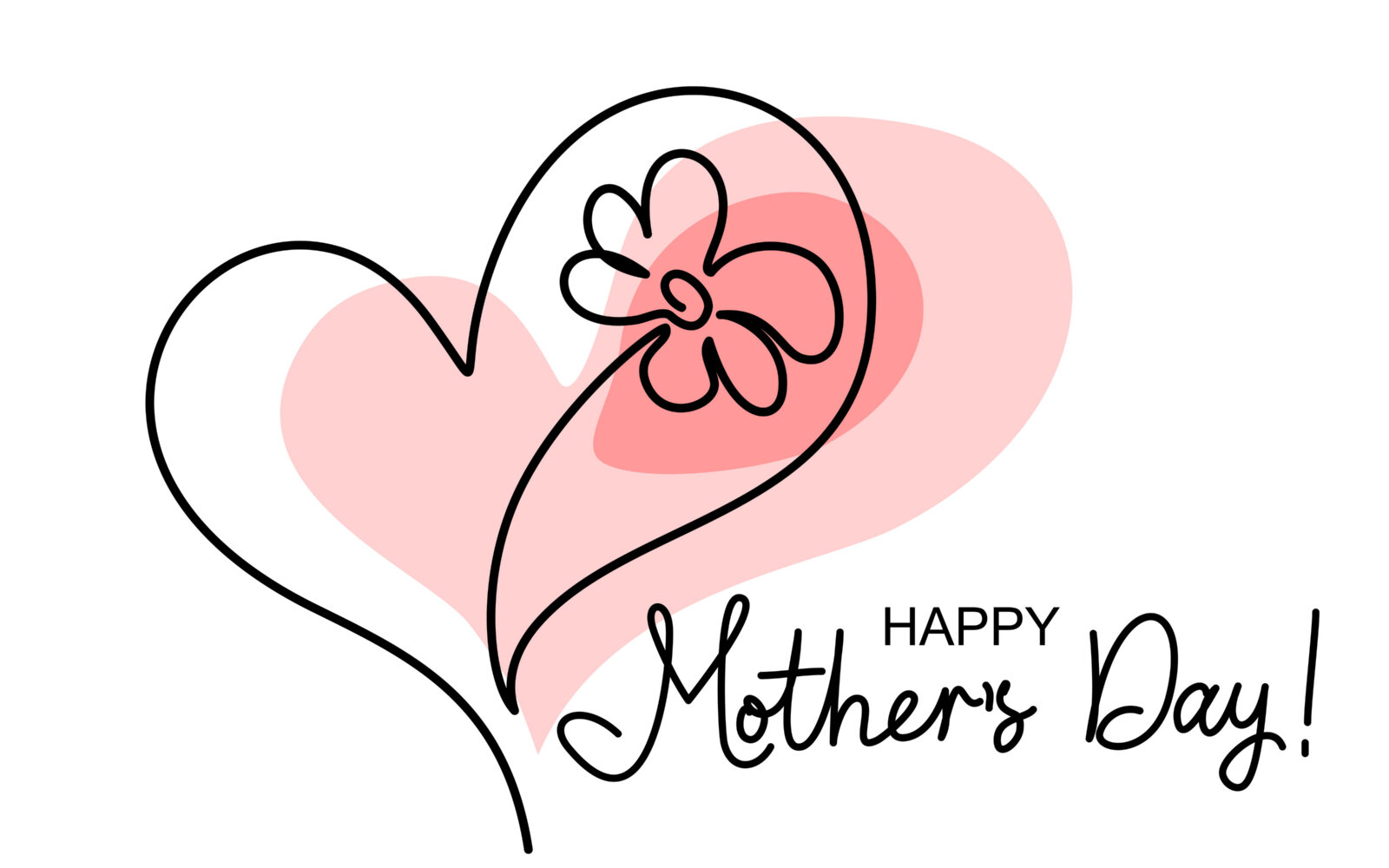 Happy Mother day card Flower inside heart Symbol of love, care and happiness