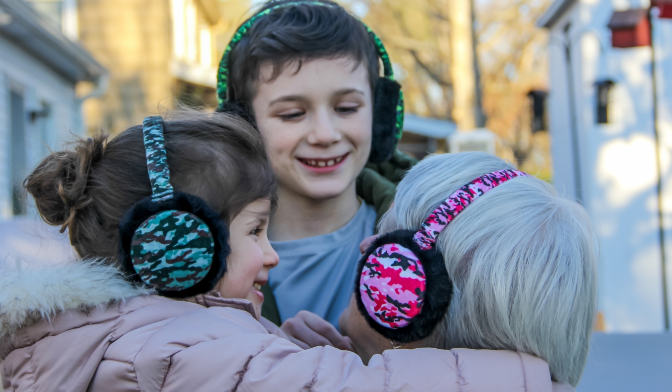 grandson granddaughter hugging