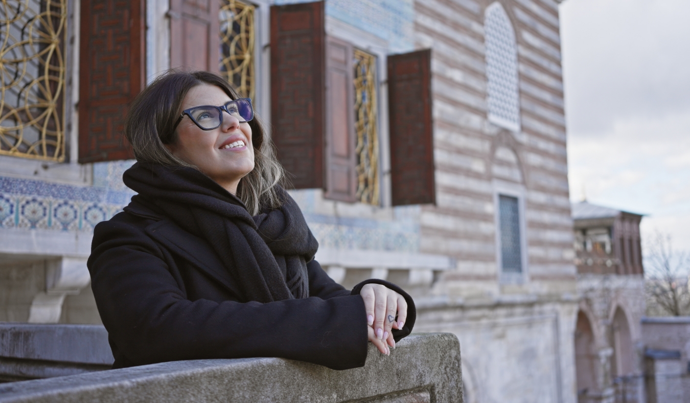 woman enjoying chilly air
